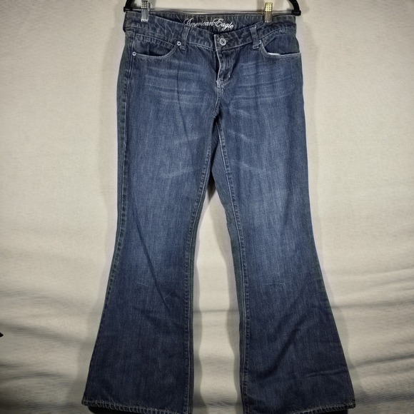 American Eagle Real Flare Jeans Women's Sz 8 Regular Medium Wash Low Rise Y2K... - Picture 1 of 9